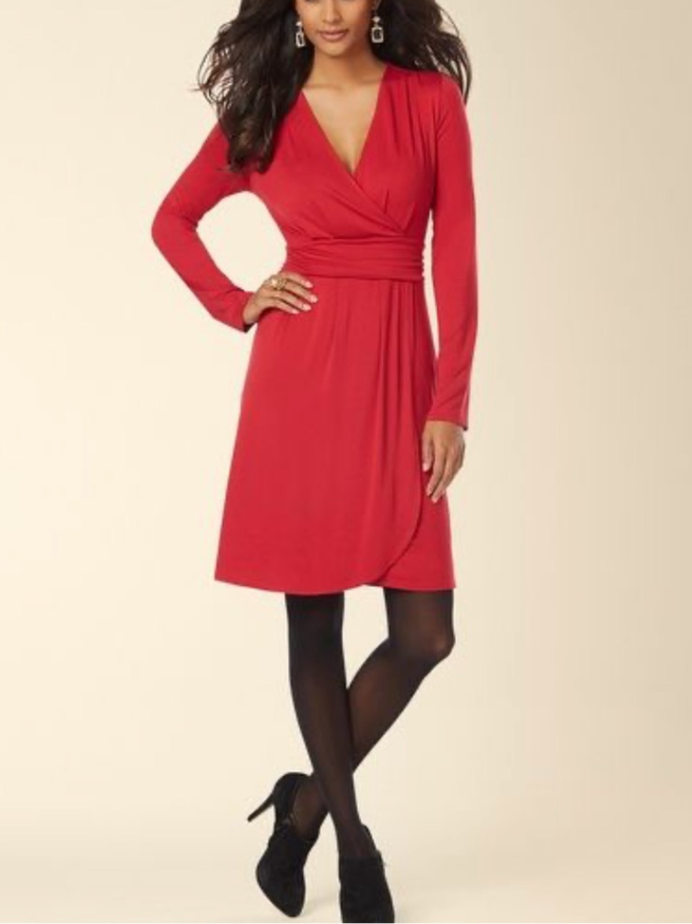 NWT Soma Red Long Sleeve Wrap Dress Size Medium